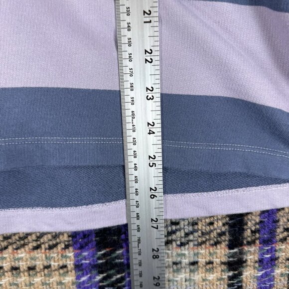 L.L. Bean Mens Polo Rugby Long Sleeve Blue Striped Size Medium Collard Shirt - Picture 7 of 7